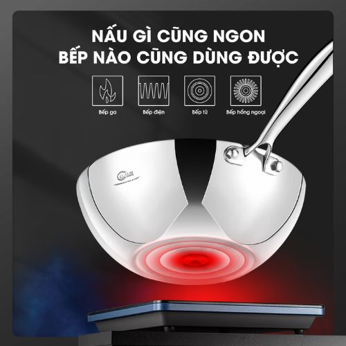 chảo inox tương thích mọi loại bếp