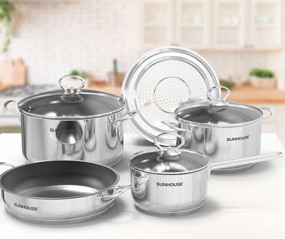 Mua bộ nồi chảo inox 5 món Easy Cook Sunhouse SHG996E giá tốt
