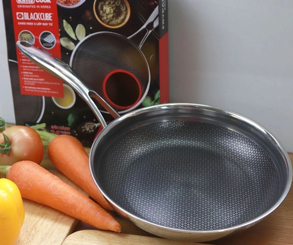 Chảo Blackcube inox 3 lớp dùng cho bếp từ