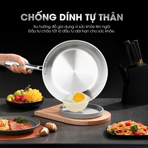 chảo inox 304 dễ dàng vệ sinh