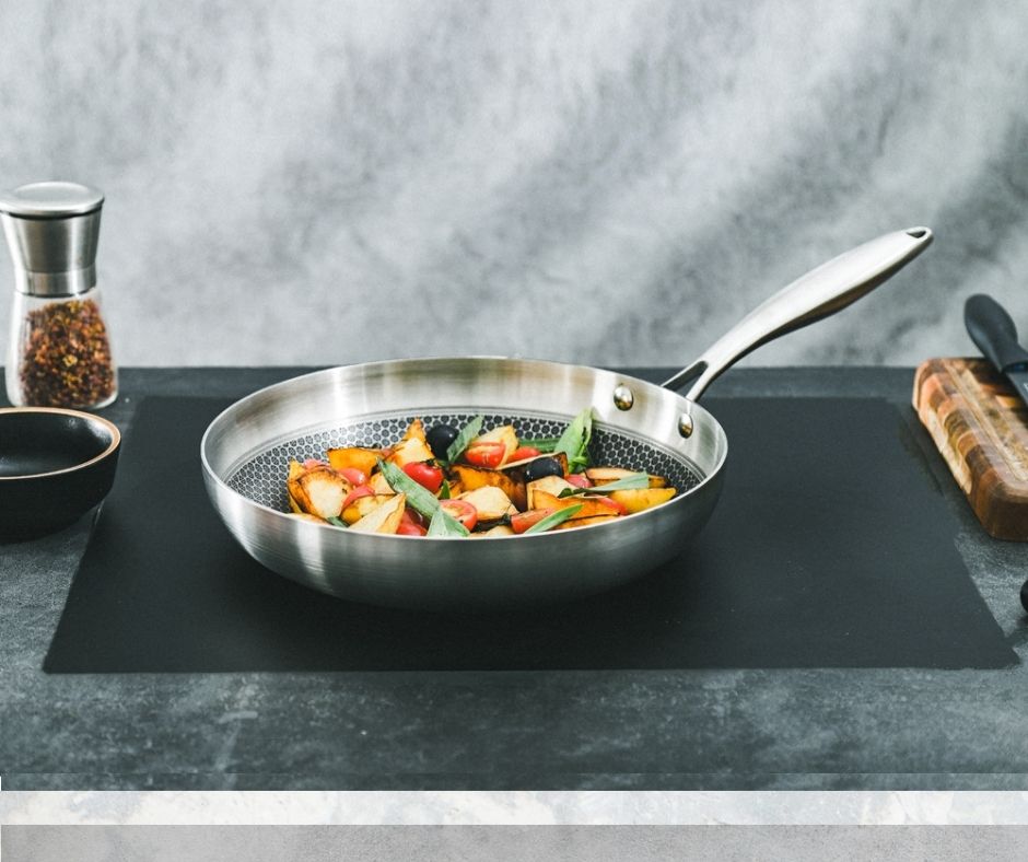 Chảo inox tổ ong cán inox 32cm
