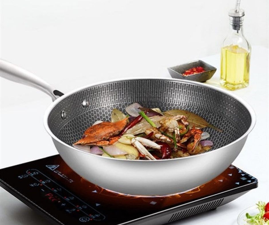 Chảo xào tổ ong cán inox 32cm