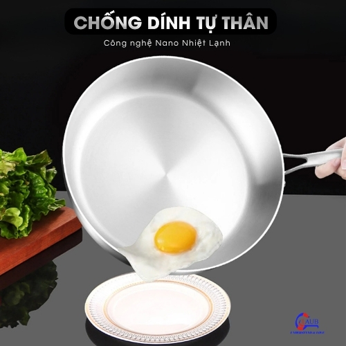 Chảo inox Glaub 3 lớp chống dính tự nhiên, an toàn cho sức khỏe