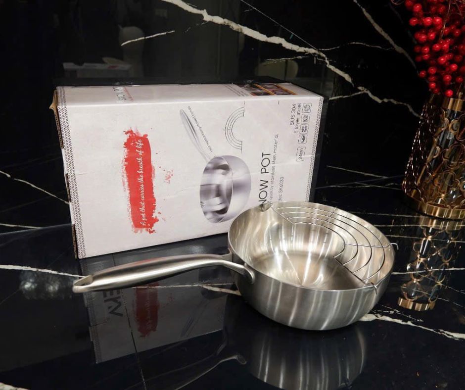 Chảo inox tuyết 3 lớp truyền nhiệt đều, giúp món ăn chín nhanh hơn