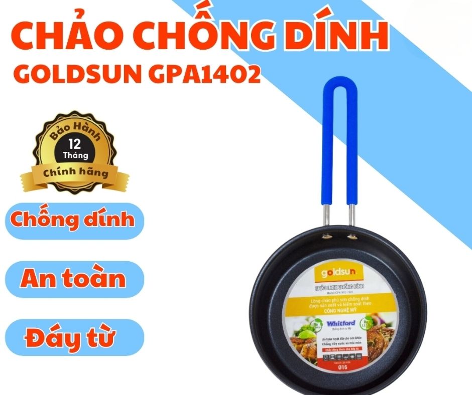 Chảo inox chống dính Goldsun GPA1402 rất bền bỉ.