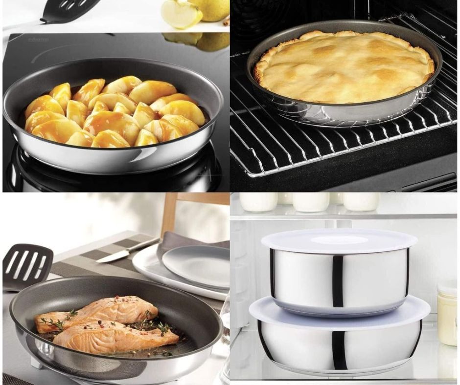 Chảo Tefal inox trắng 24 cm bền chắc và dễ dùng.