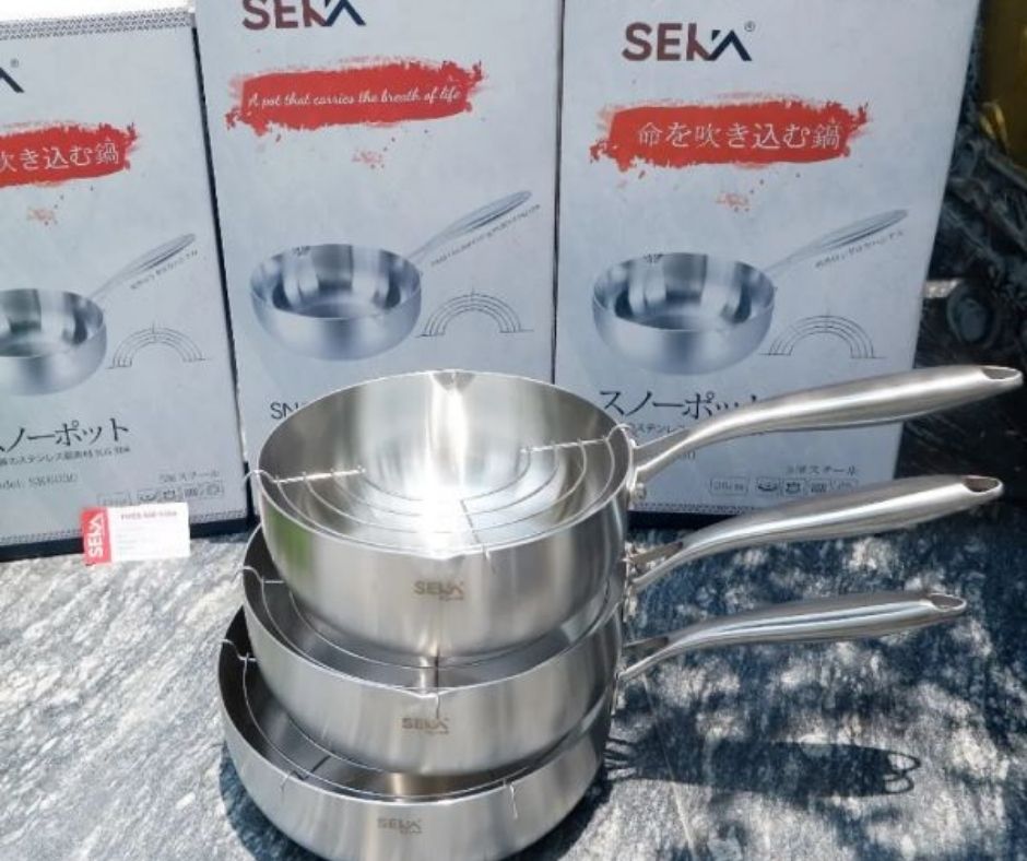 Chảo inox Seka 5 lớp không bị gỉ sét sau thời gian dài dùng.