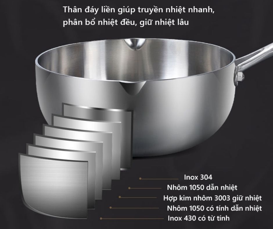 Chảo inox chống dính Seka dẫn nhiệt đều khi nấu.