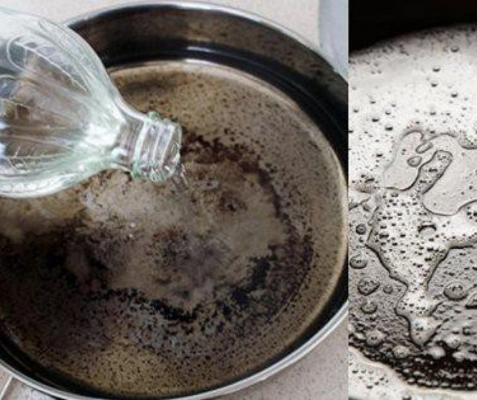 Chảo chống dính bị cháy nên xử lý cẩn thận.