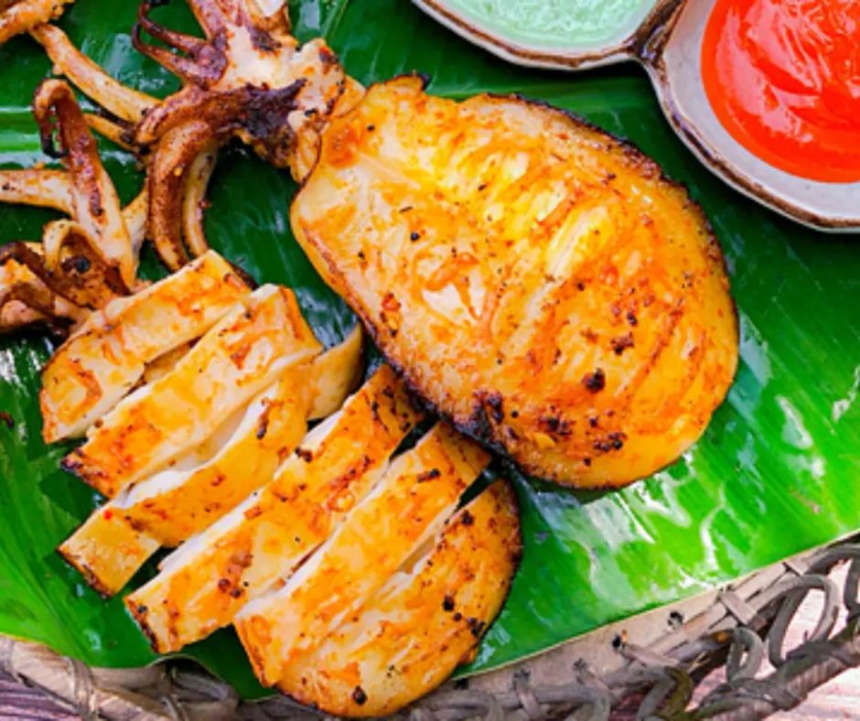 Chảo chống dính giúp nướng mực không bị dính chảo.