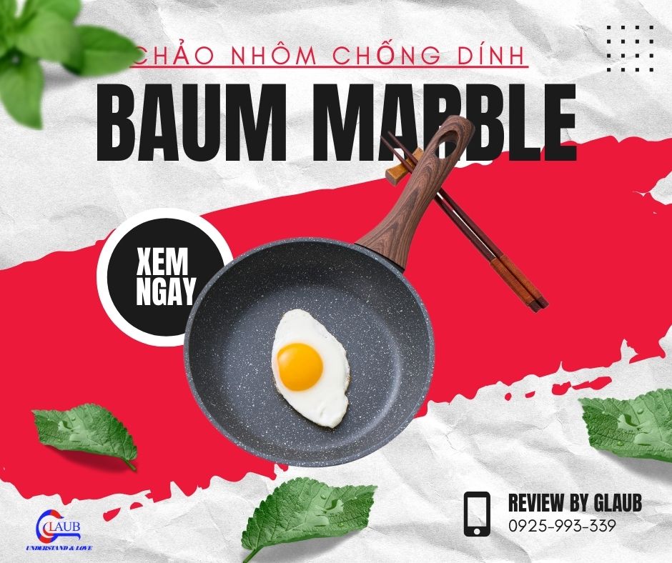 Chảo nhôm chống dính Baum Marble 20cm nhỏ gọn và tiện dụng.