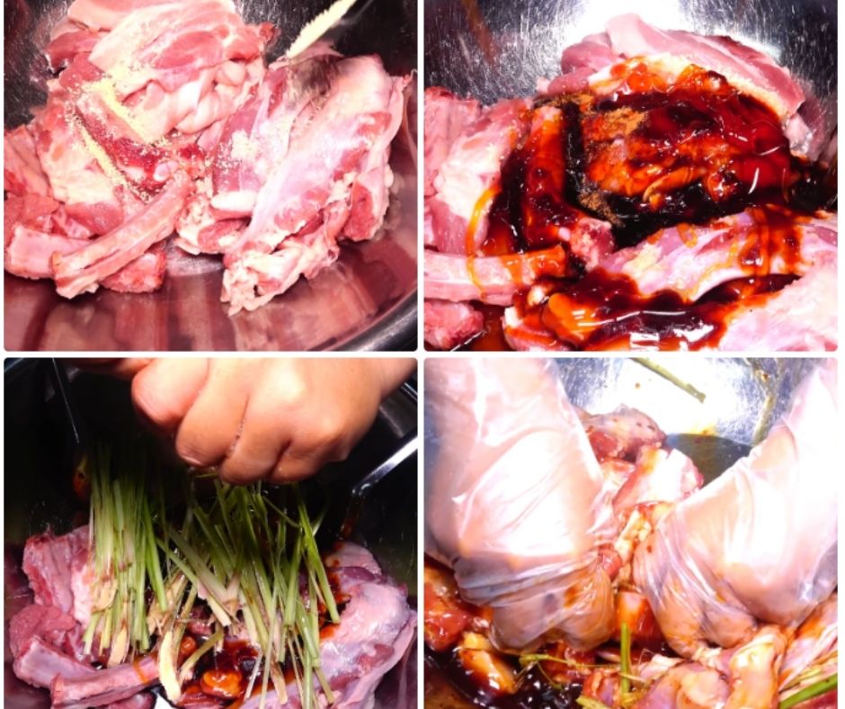 Thịt nướng bằng chảo chống dính chín đều hai mặt.