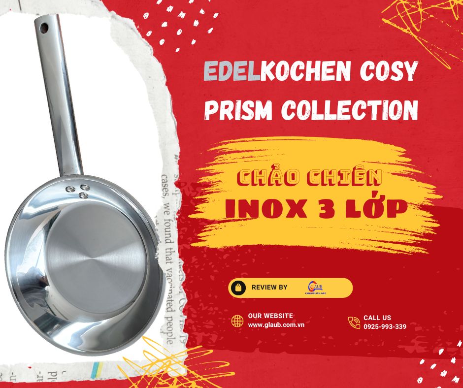 Chảo chiên inox 3 lớp nguyên khối Edelkochen Cosy Prism rất bền bỉ.