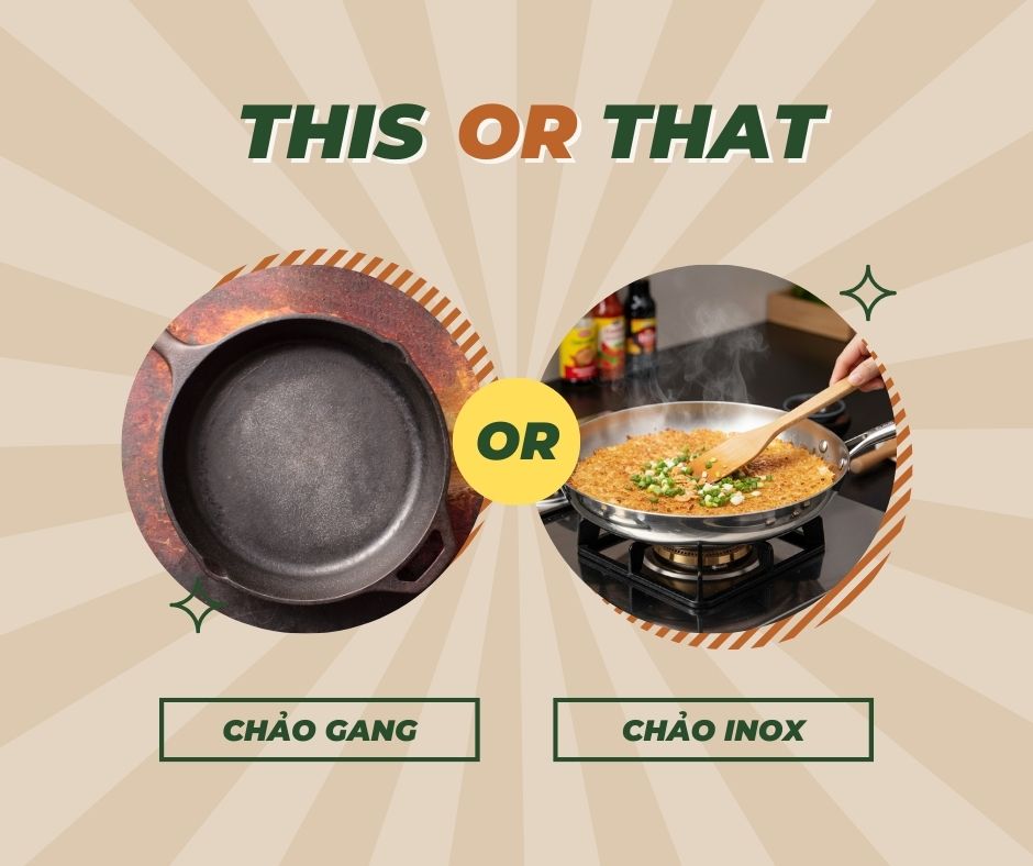 So sánh chảo gang và chảo inox qua những đặc điểm chính